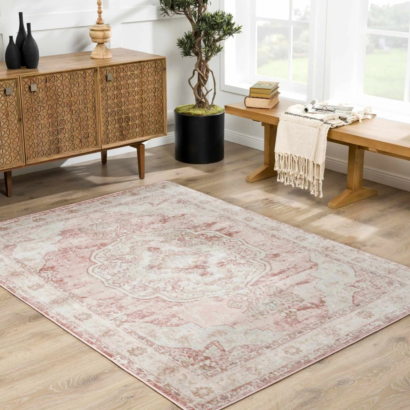 Kandos Blush & Light Pink Area Rug by Boutique Rugs