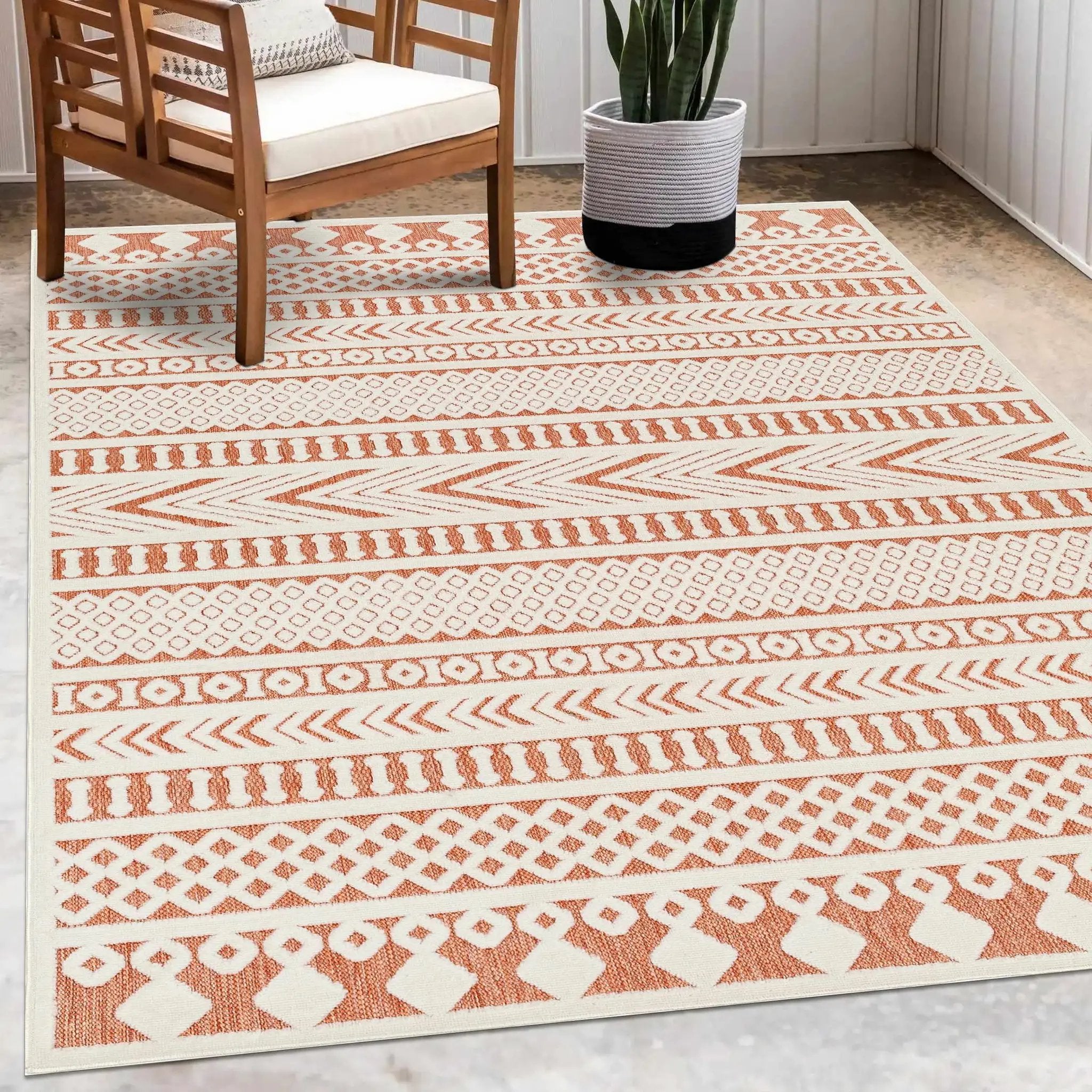 Jove Orange Outdoor Rug - Clearance by Boutique Rugs