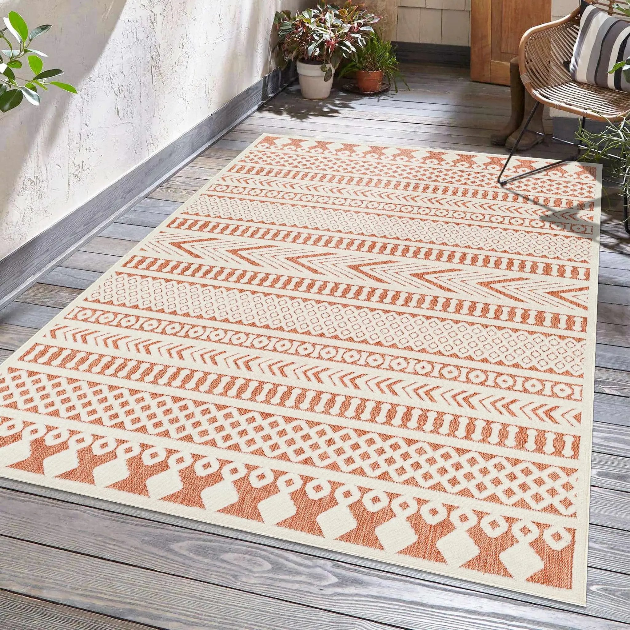 Jove Orange Outdoor Rug - Clearance by Boutique Rugs