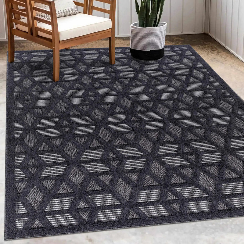 Nuri Black Outdoor Rug - Clearance by Boutique Rugs