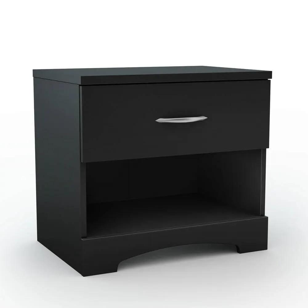 Modern 1 Drawer Nightstand End Side Table Storage in Black by HomePacific