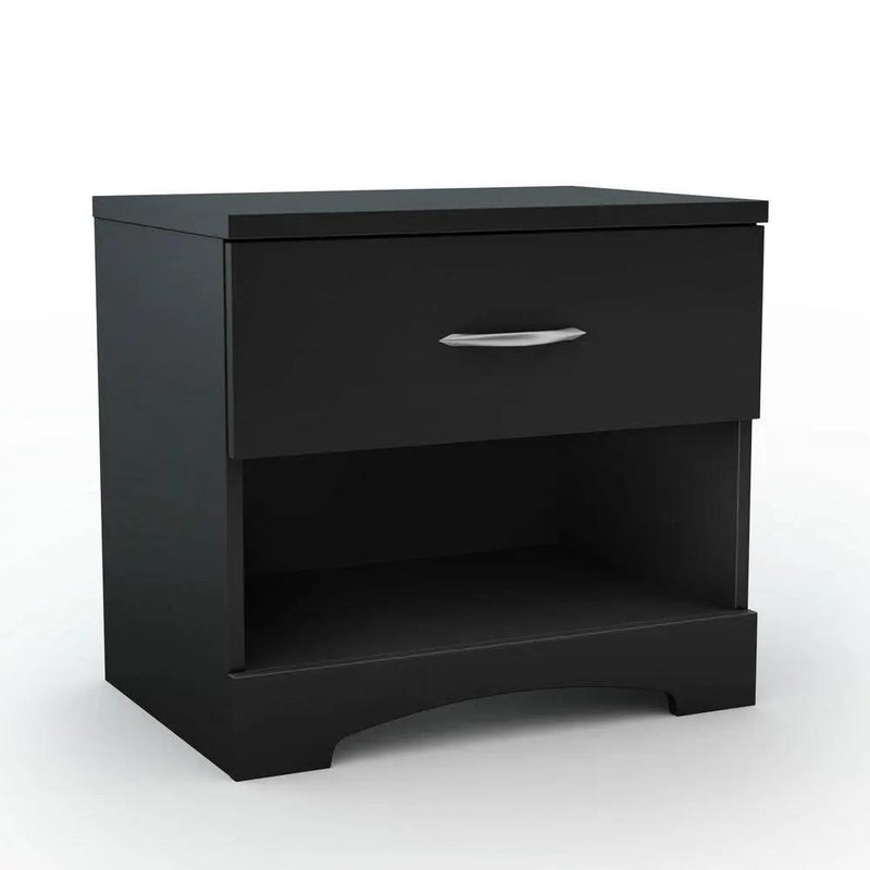 Modern 1 Drawer Nightstand End Side Table Storage in Black by HomePacific