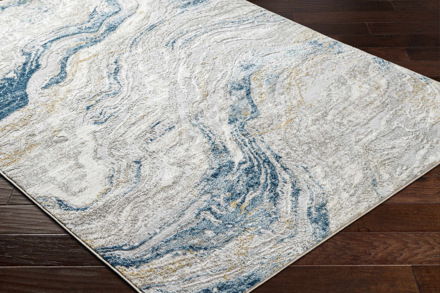Tess Silver Blue Marble Area Rug - Clearance by Boutique Rugs