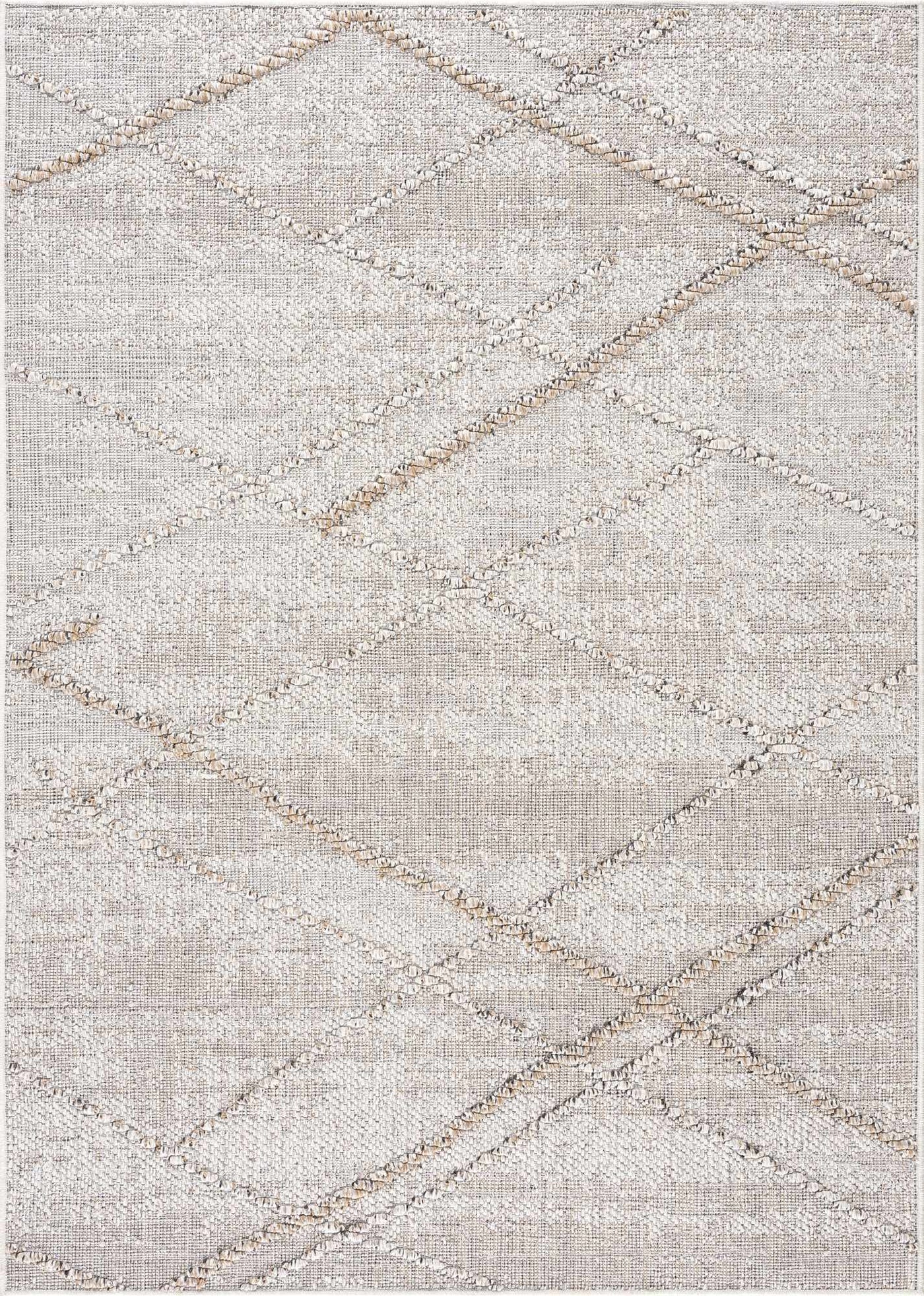 Baqer Bone & Tan Textured Performance Outdoor Rug - Clearance by Boutique Rugs