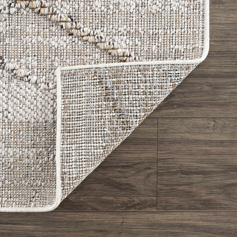 Baqer Bone & Tan Textured Performance Outdoor Rug - Clearance by Boutique Rugs