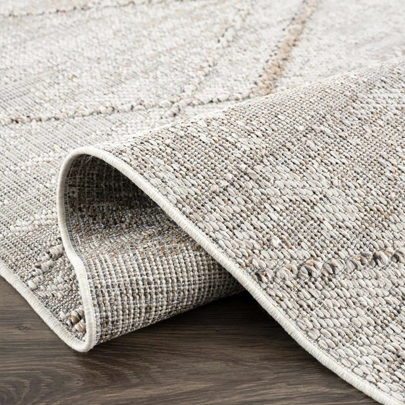 Baqer Bone & Tan Textured Performance Outdoor Rug - Clearance by Boutique Rugs