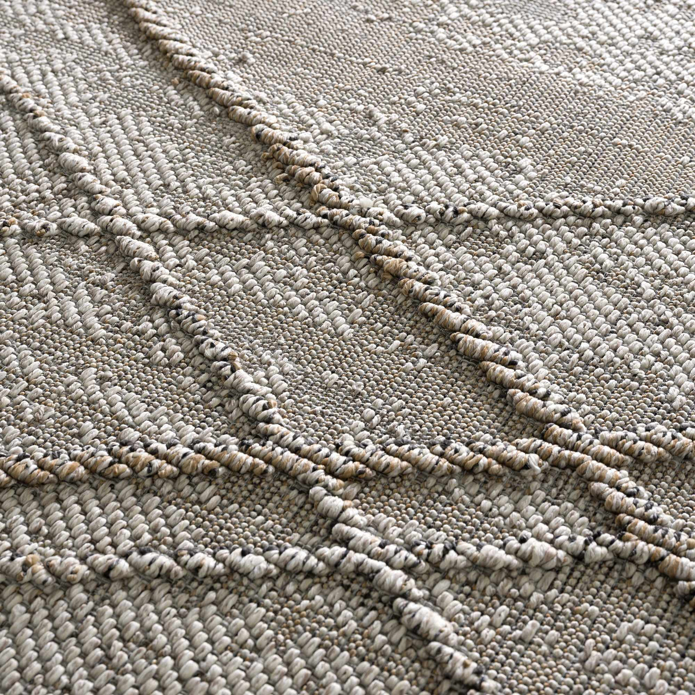 Baqer Bone & Tan Textured Performance Outdoor Rug - Clearance by Boutique Rugs