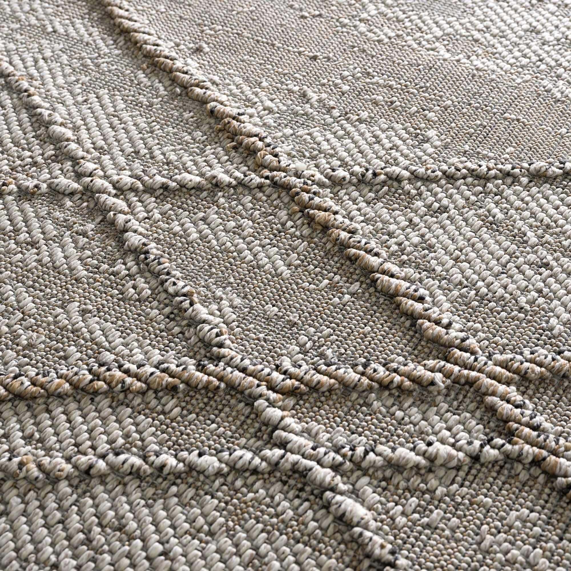 Baqer Bone & Tan Textured Performance Outdoor Rug - Clearance by Boutique Rugs