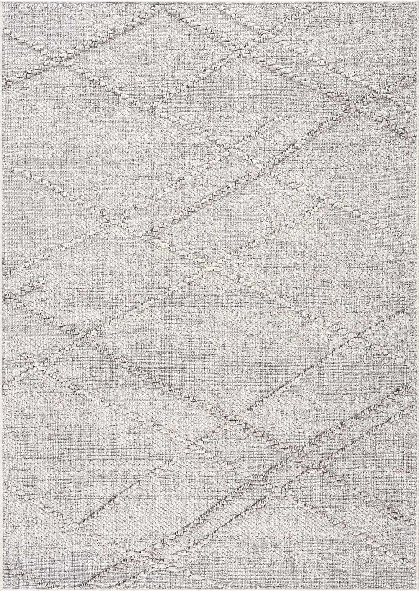 Baqer Bone & Taupe Textured Performance Outdoor Rug - Clearance by Boutique Rugs