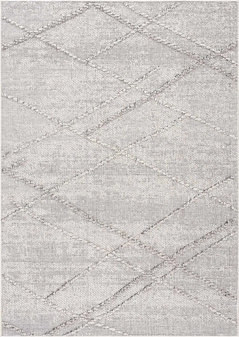 Baqer Bone & Taupe Textured Performance Outdoor Rug - Clearance by Boutique Rugs