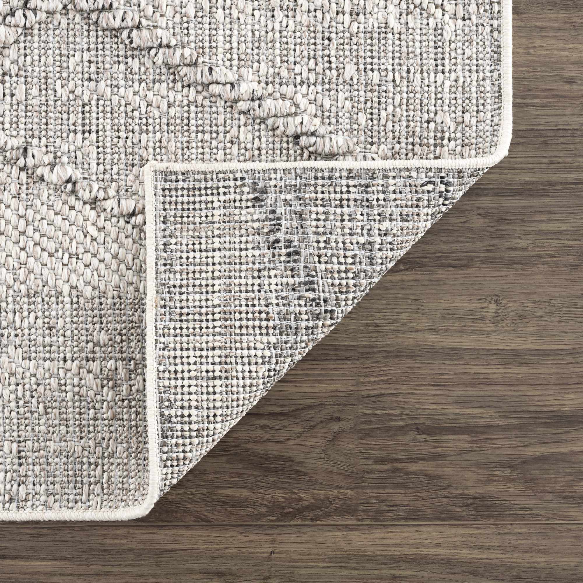 Baqer Bone & Taupe Textured Performance Outdoor Rug - Clearance by Boutique Rugs