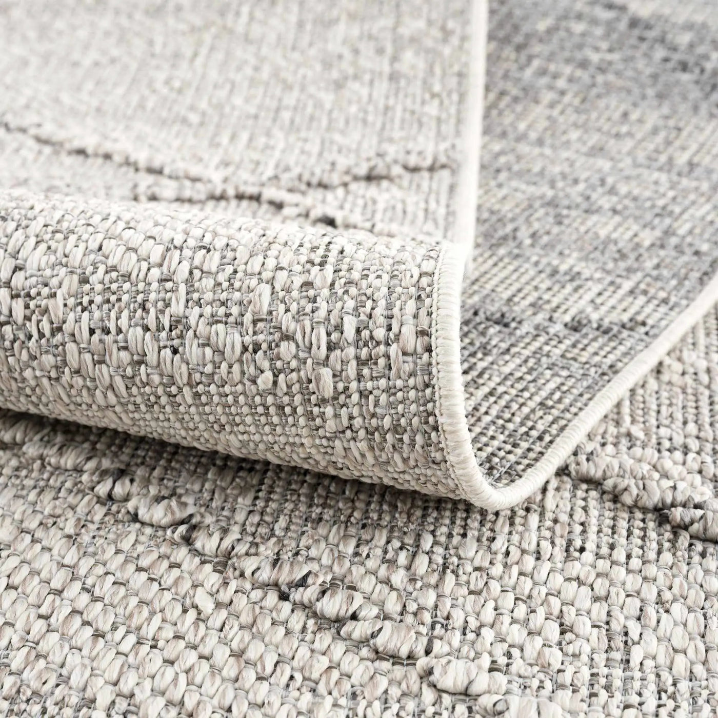 Baqer Bone & Taupe Textured Performance Outdoor Rug - Clearance by Boutique Rugs