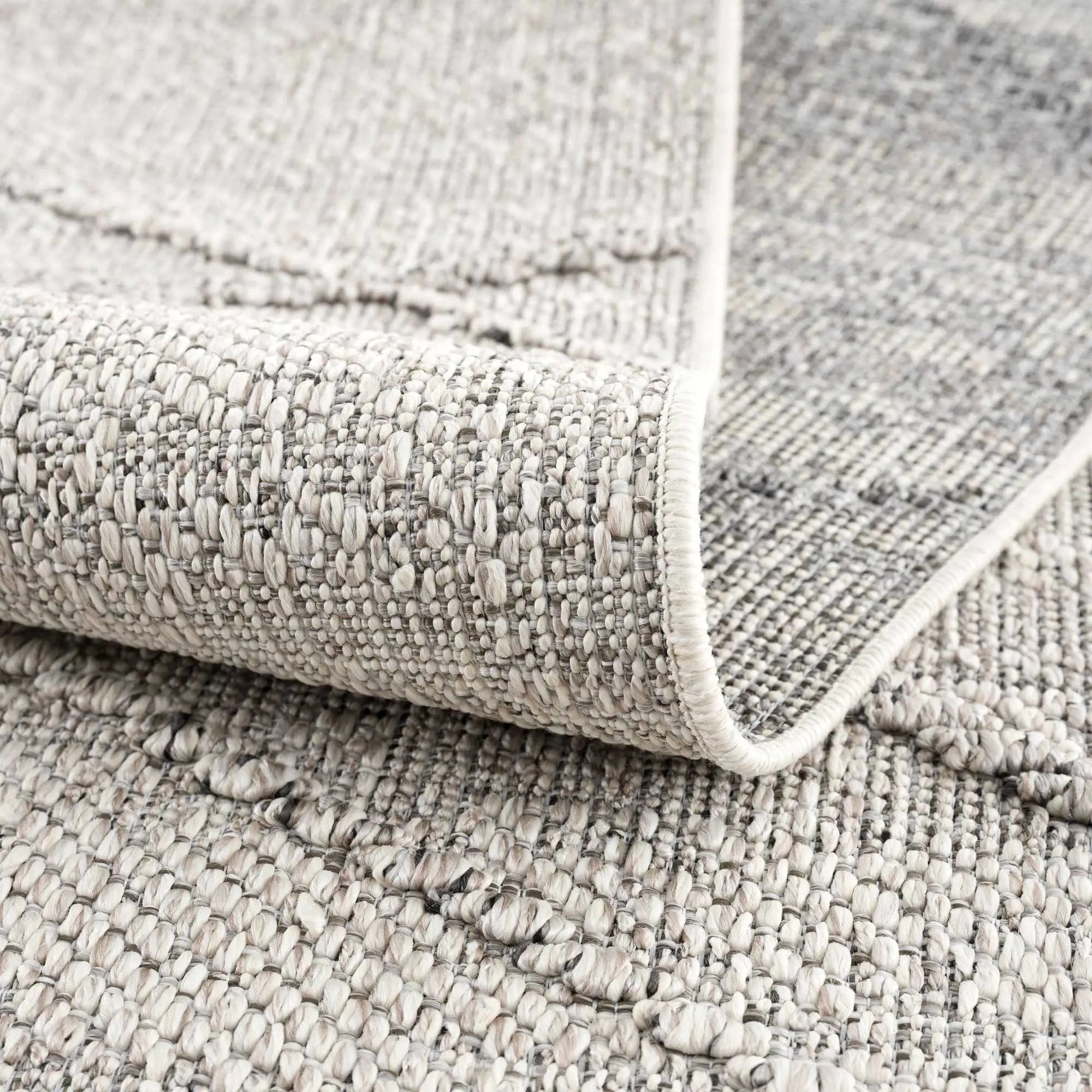 Baqer Bone & Taupe Textured Performance Outdoor Rug - Clearance by Boutique Rugs