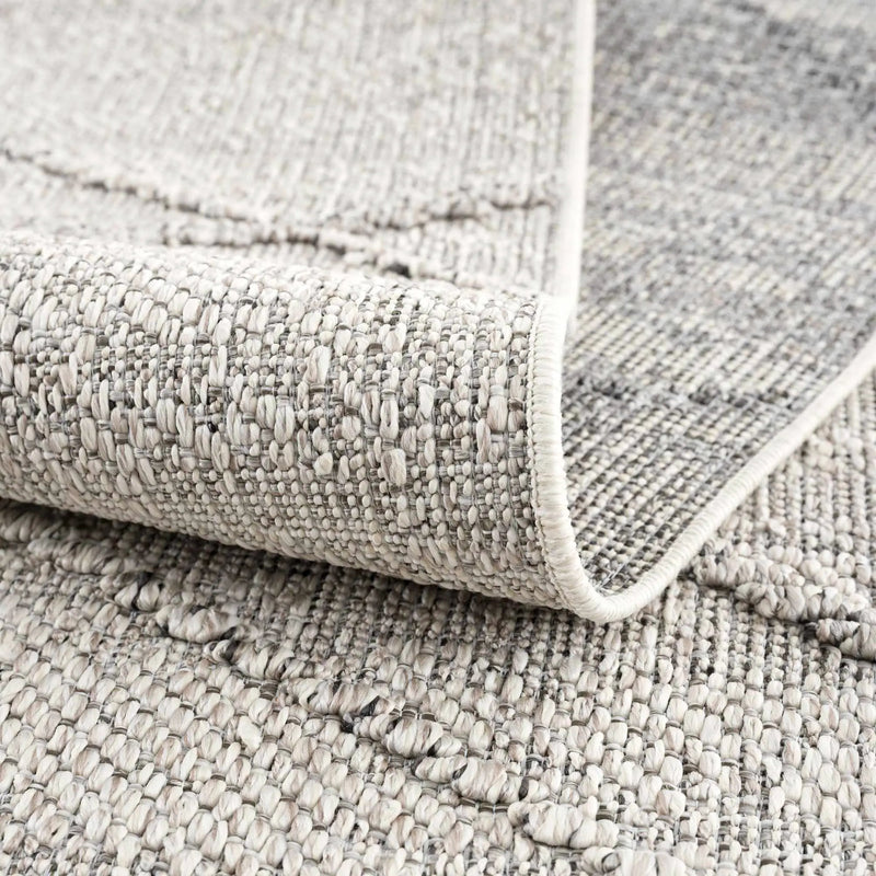 Baqer Bone & Taupe Textured Performance Outdoor Rug - Clearance by Boutique Rugs