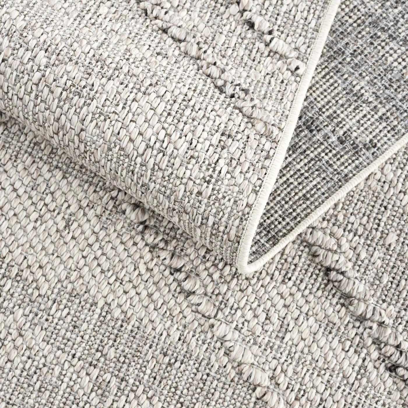 Baqer Bone & Taupe Textured Performance Outdoor Rug - Clearance by Boutique Rugs