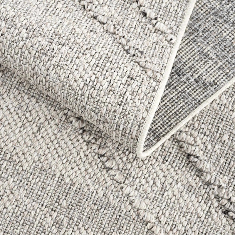 Baqer Bone & Taupe Textured Performance Outdoor Rug - Clearance by Boutique Rugs