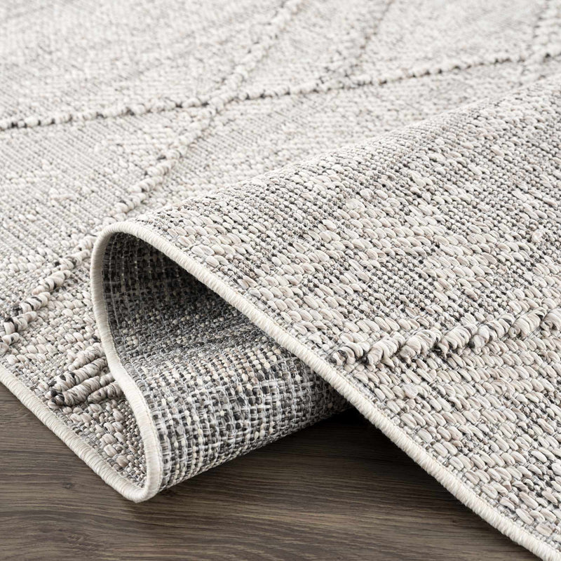 Baqer Bone & Taupe Textured Performance Outdoor Rug - Clearance by Boutique Rugs