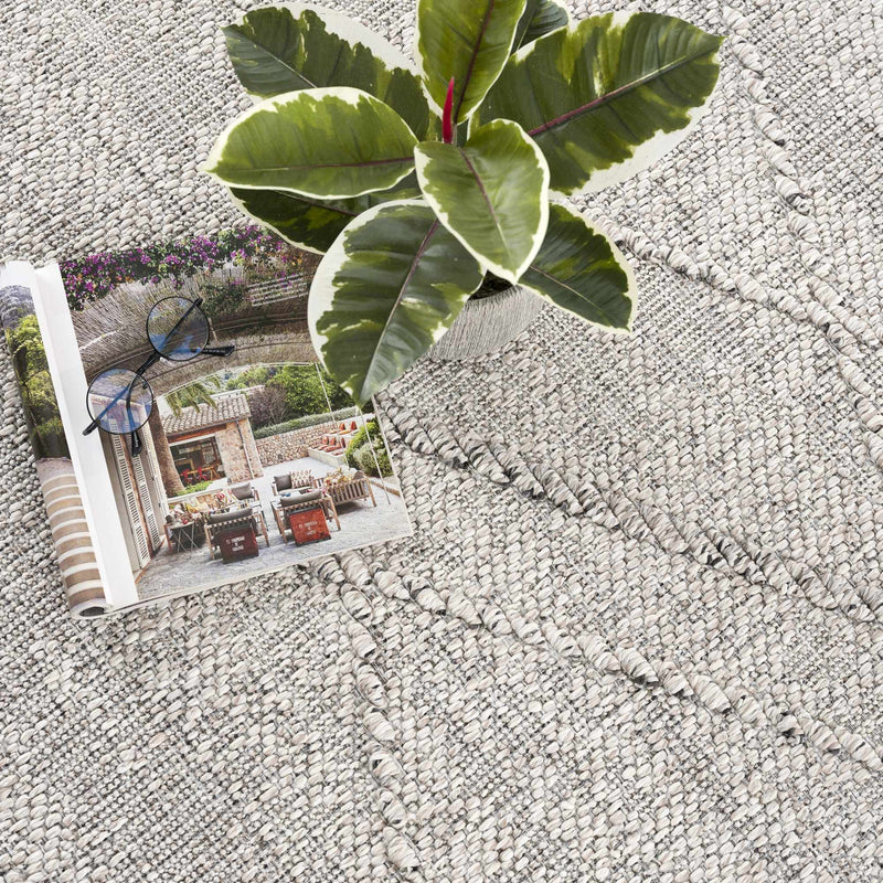 Baqer Bone & Taupe Textured Performance Outdoor Rug - Clearance by Boutique Rugs