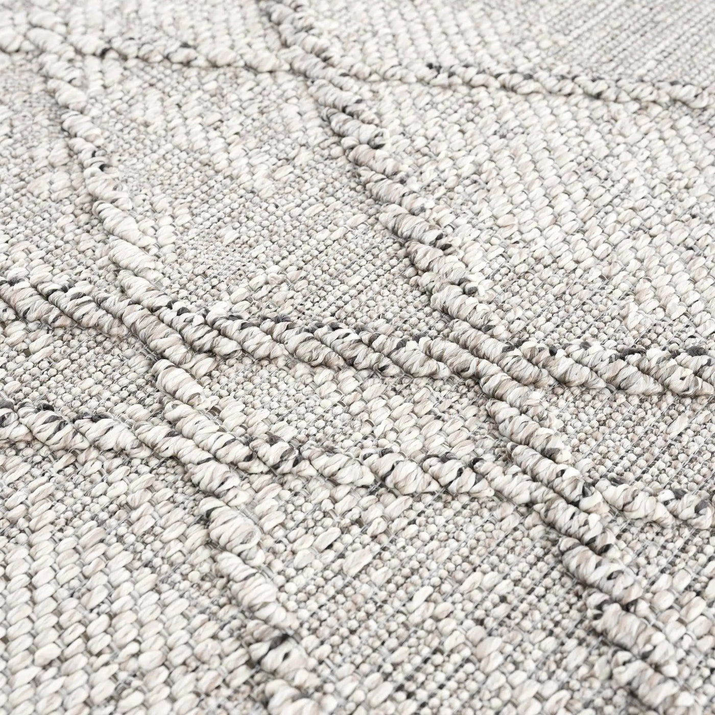 Baqer Bone & Taupe Textured Performance Outdoor Rug - Clearance by Boutique Rugs