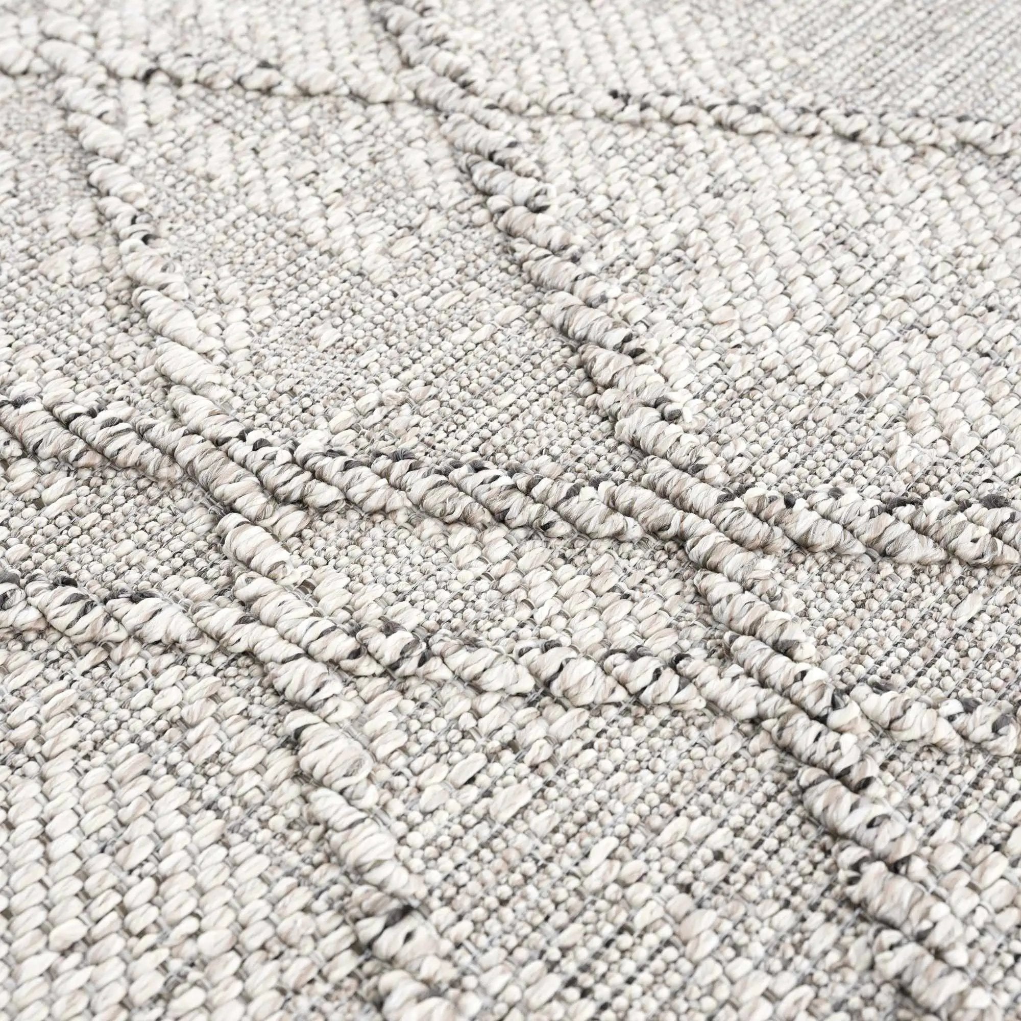 Baqer Bone & Taupe Textured Performance Outdoor Rug - Clearance by Boutique Rugs