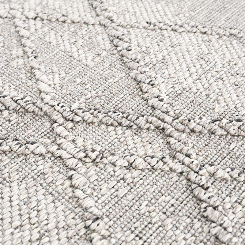 Baqer Bone & Taupe Textured Performance Outdoor Rug - Clearance by Boutique Rugs