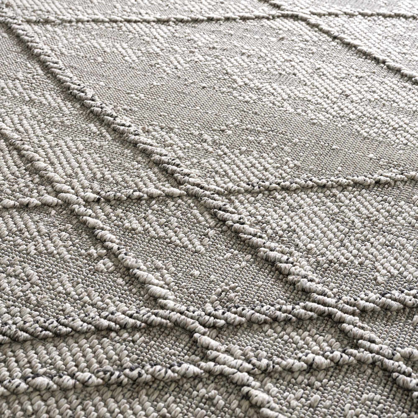 Baqer Bone & Taupe Textured Performance Outdoor Rug - Clearance by Boutique Rugs