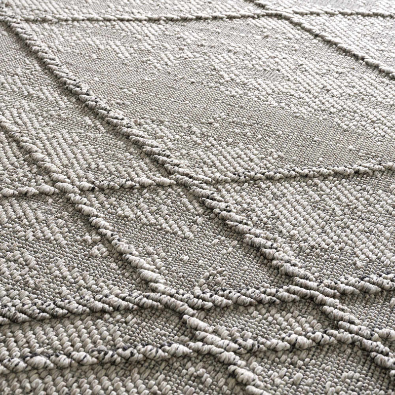 Baqer Bone & Taupe Textured Performance Outdoor Rug - Clearance by Boutique Rugs