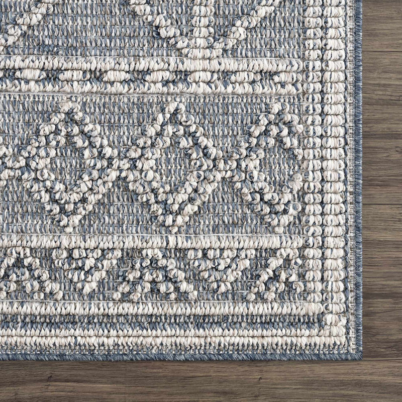 Diah Gray Blue & Bone Outdoor Area Rug - Clearance by Boutique Rugs