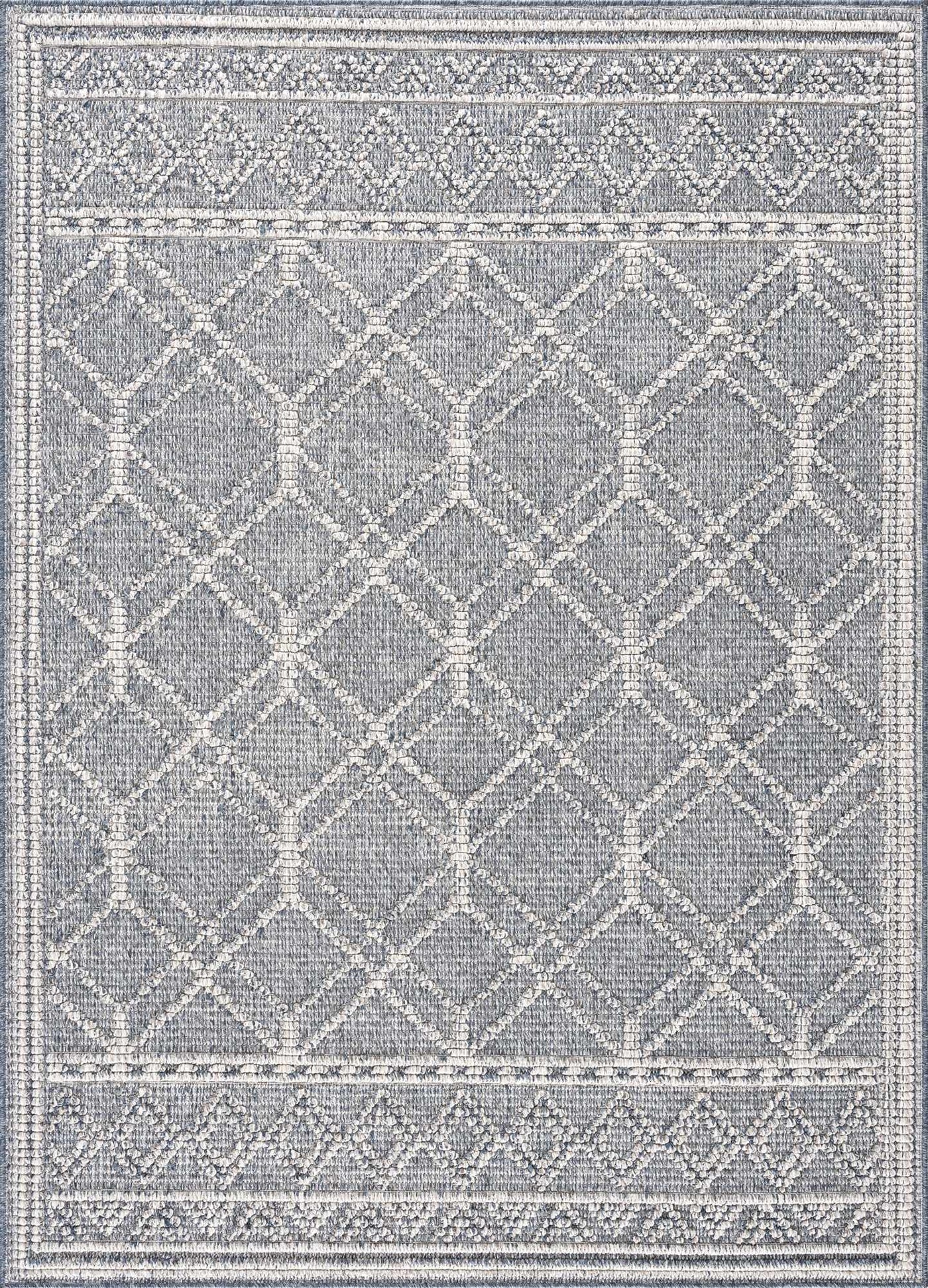 Diah Gray Blue & Bone Outdoor Area Rug - Clearance by Boutique Rugs