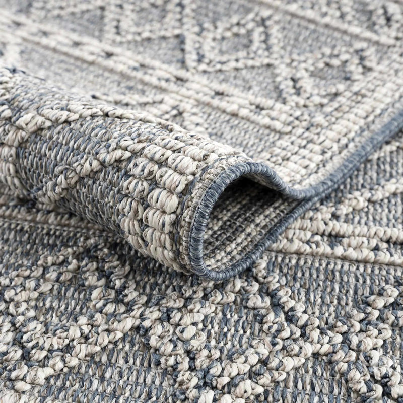 Diah Gray Blue & Bone Outdoor Area Rug - Clearance by Boutique Rugs