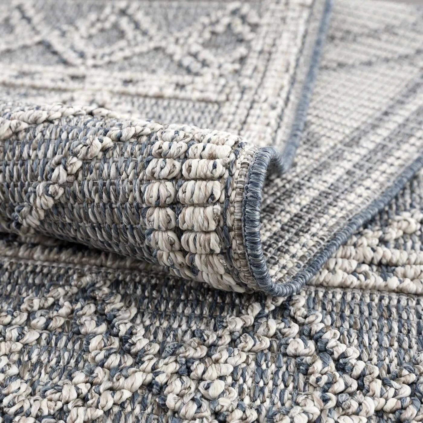 Diah Gray Blue & Bone Outdoor Area Rug - Clearance by Boutique Rugs