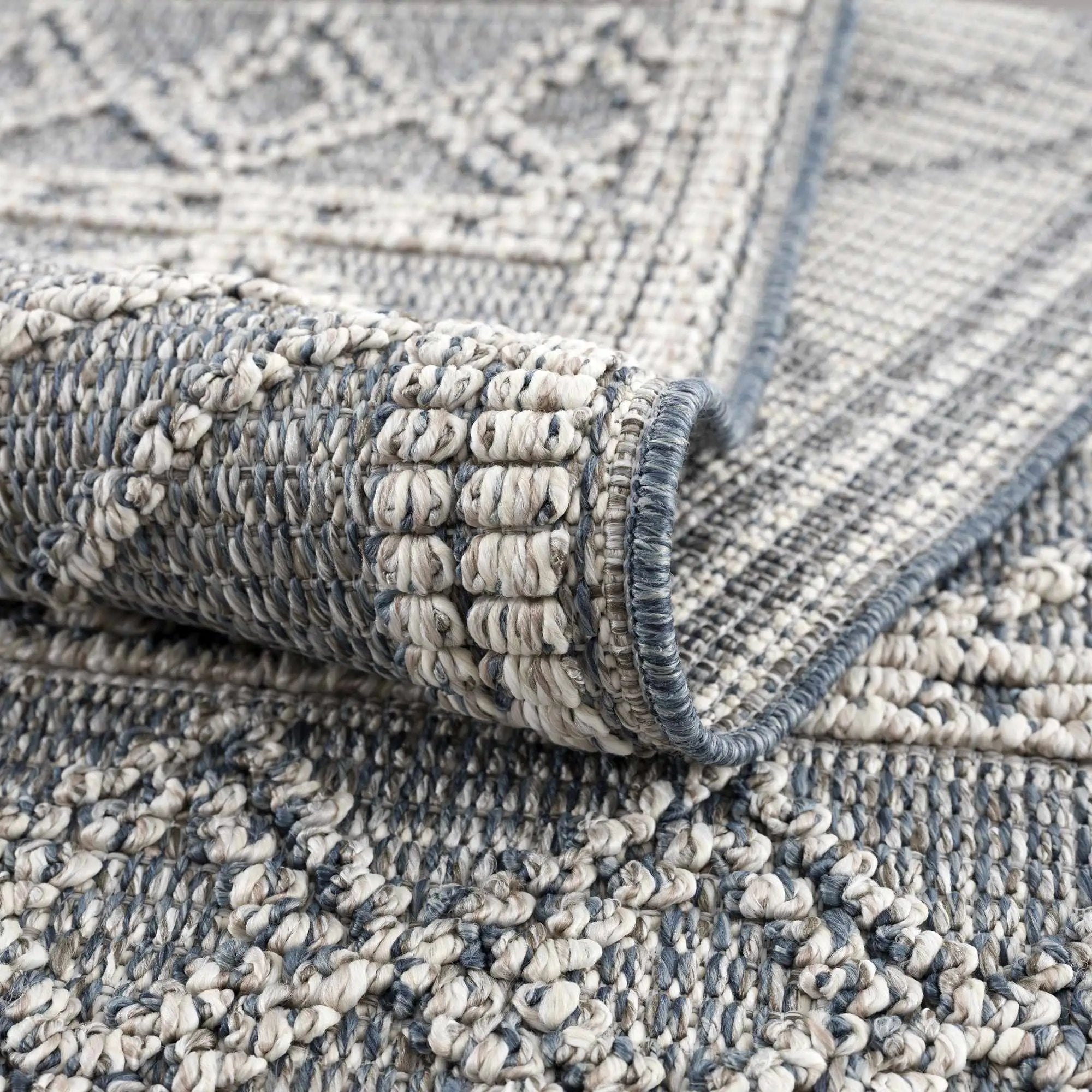 Diah Gray Blue & Bone Outdoor Area Rug - Clearance by Boutique Rugs