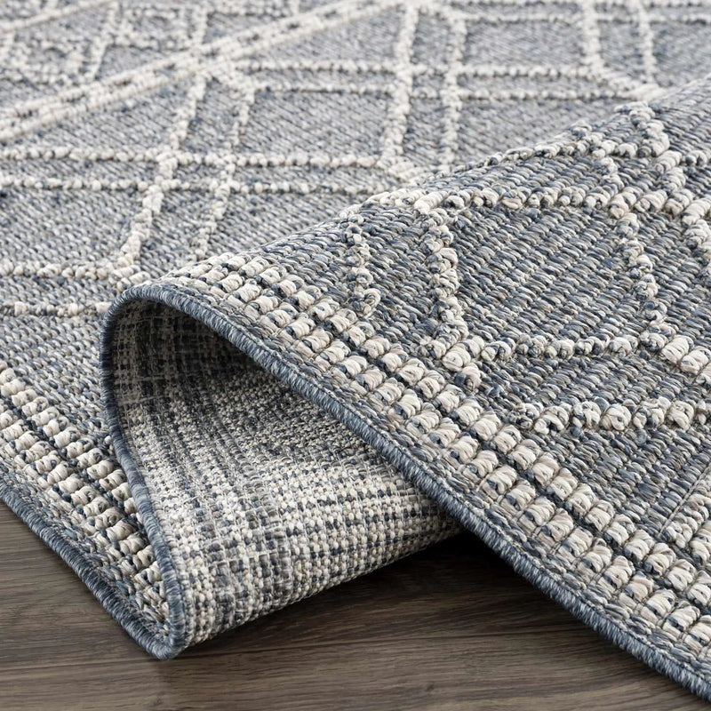 Diah Gray Blue & Bone Outdoor Area Rug - Clearance by Boutique Rugs