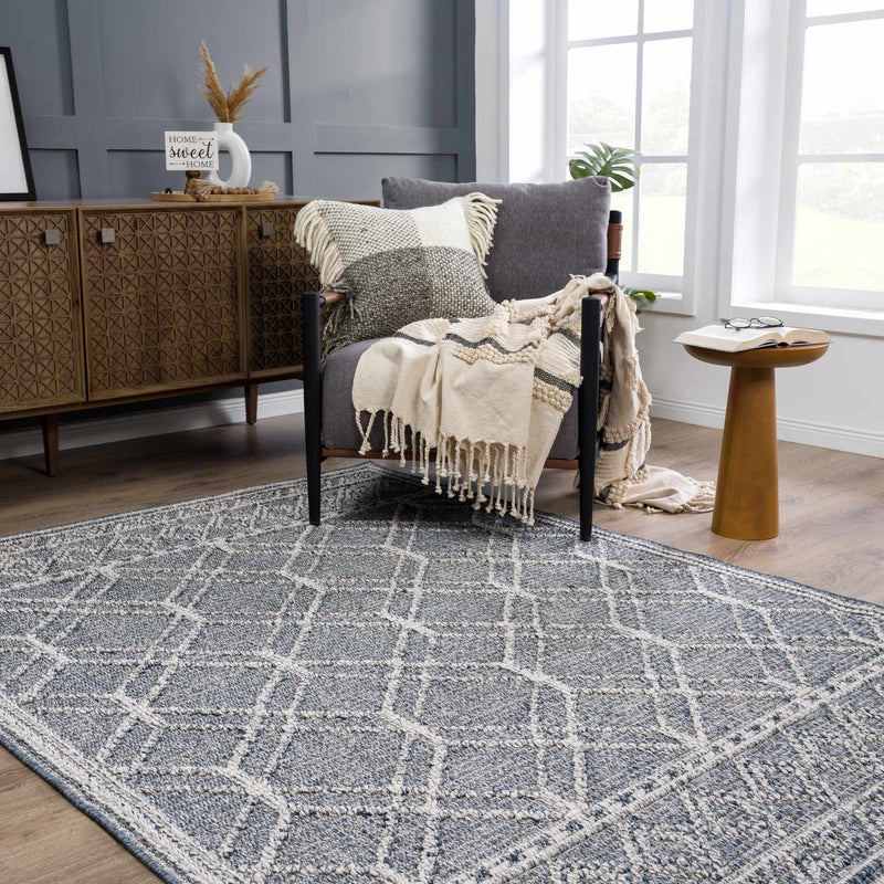Diah Gray Blue & Bone Outdoor Area Rug - Clearance by Boutique Rugs