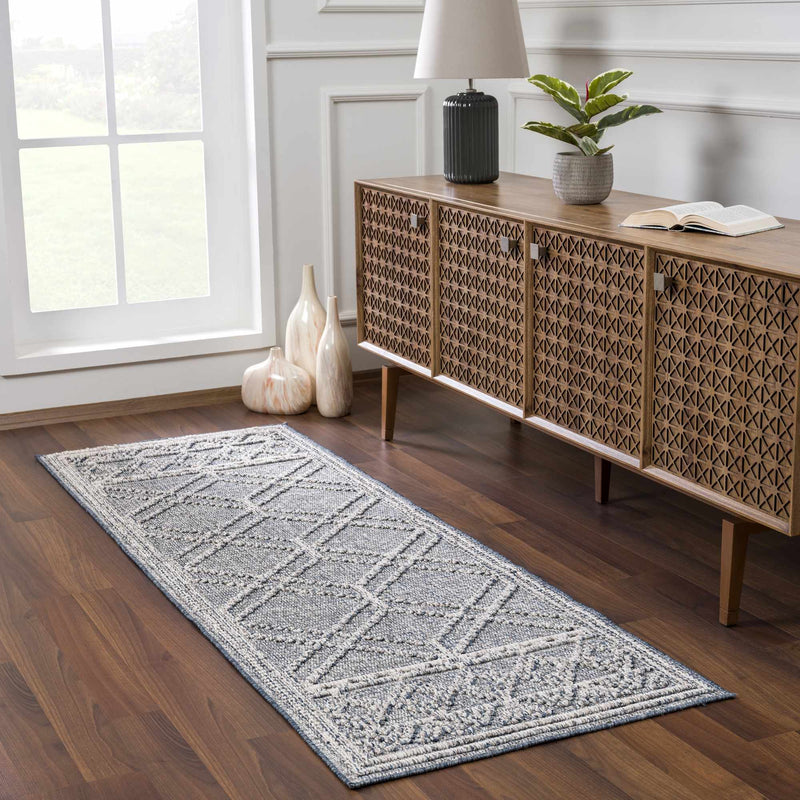Diah Gray Blue & Bone Outdoor Area Rug - Clearance by Boutique Rugs