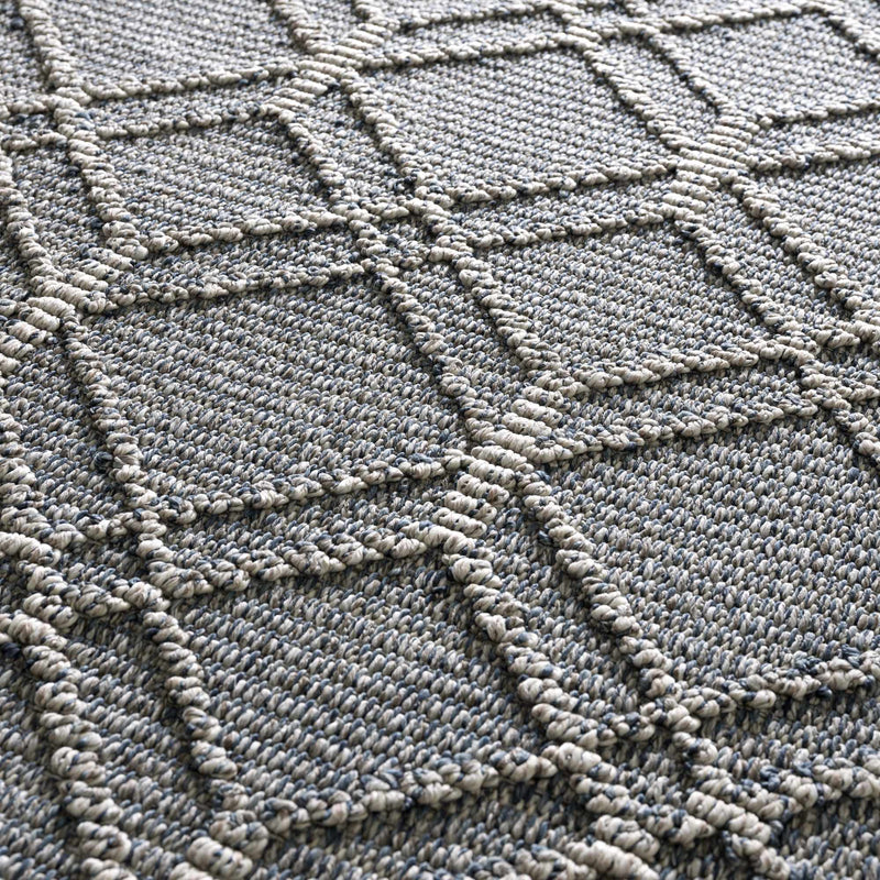 Diah Gray Blue & Bone Outdoor Area Rug - Clearance by Boutique Rugs