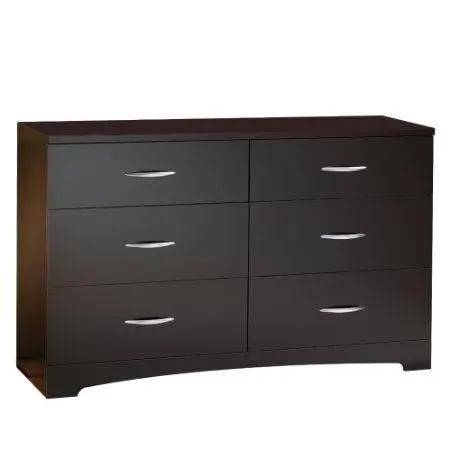 Modern 6-Drawer Bedroom Dresser in Chocolate Wood Finish by HomePacific