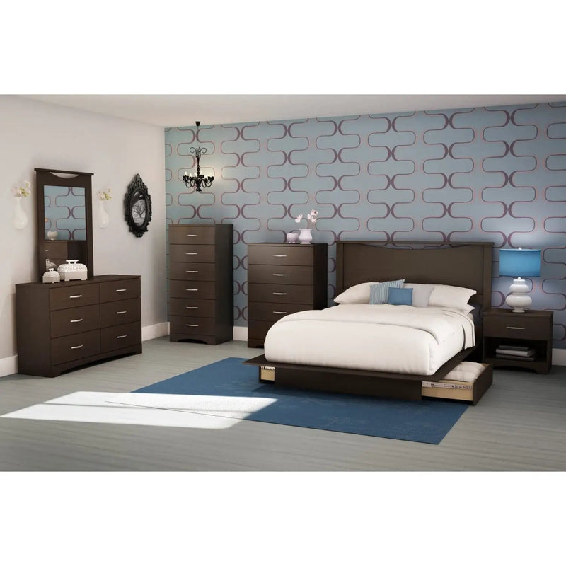 Modern 6-Drawer Bedroom Dresser in Chocolate Wood Finish by HomePacific