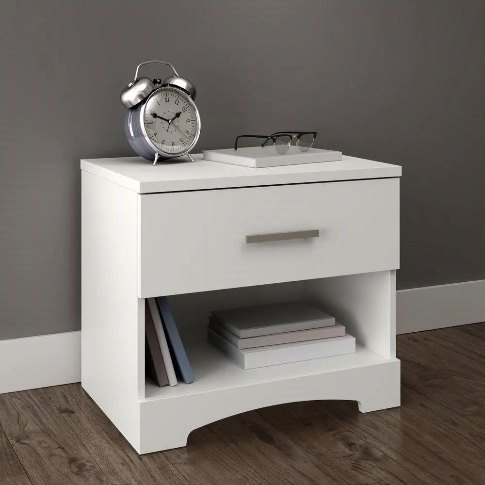 Modern 1 Drawer Nightstand End Side Table Storage in White by HomePacific