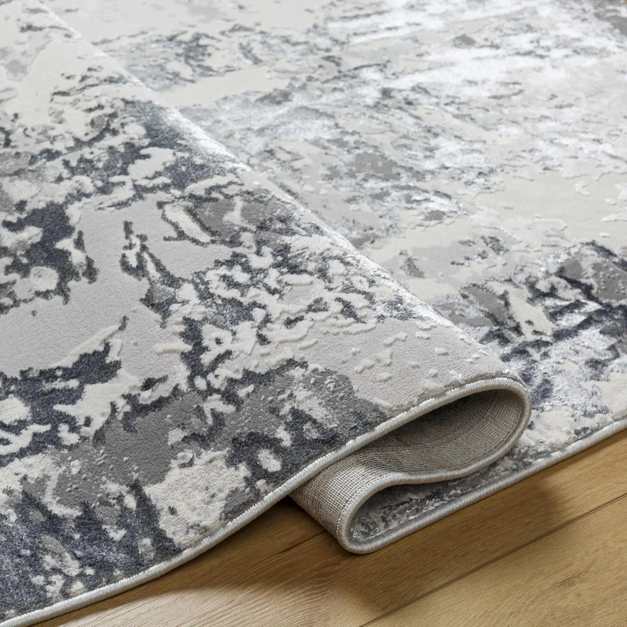 Junko Gray & Blue Marble Area Rug - Clearance by Boutique Rugs