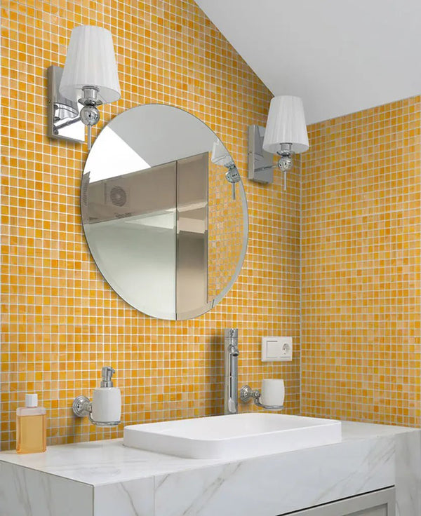 Golden Yellow 12x12 Glossy Uniform Square Glass Mosaic Tile (20 pack, 20 sq ft/case)