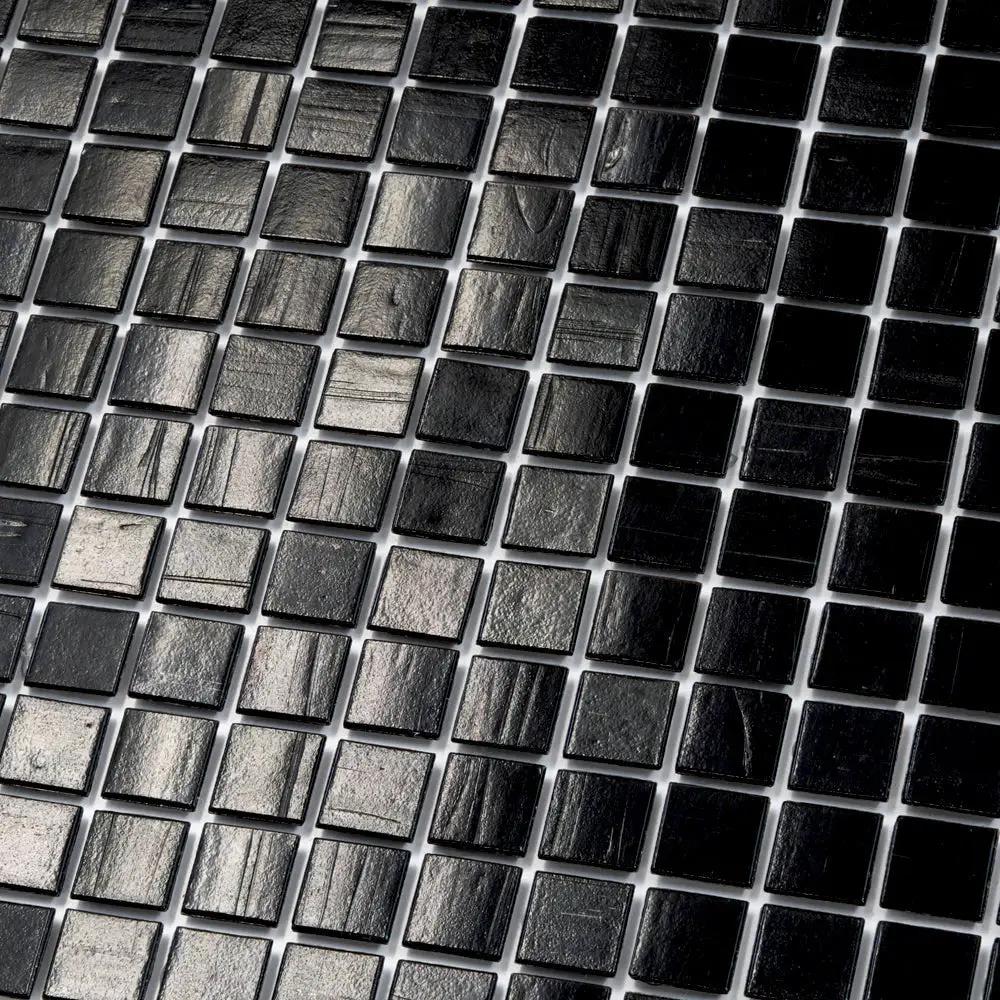 Black 12x12 Glossy Glass Uniform Square Mosaic Tile (20 pack, 20 sq ft/case) by Apollo Tile