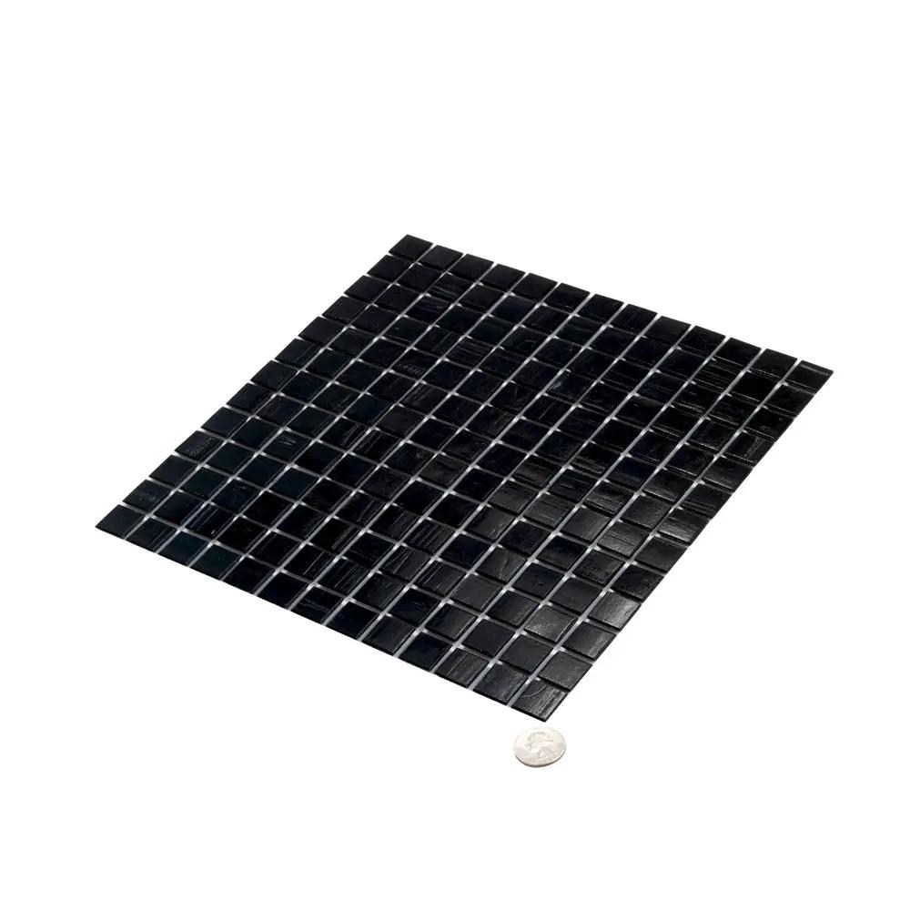 Black 12x12 Glossy Glass Uniform Square Mosaic Tile (20 pack, 20 sq ft/case) by Apollo Tile