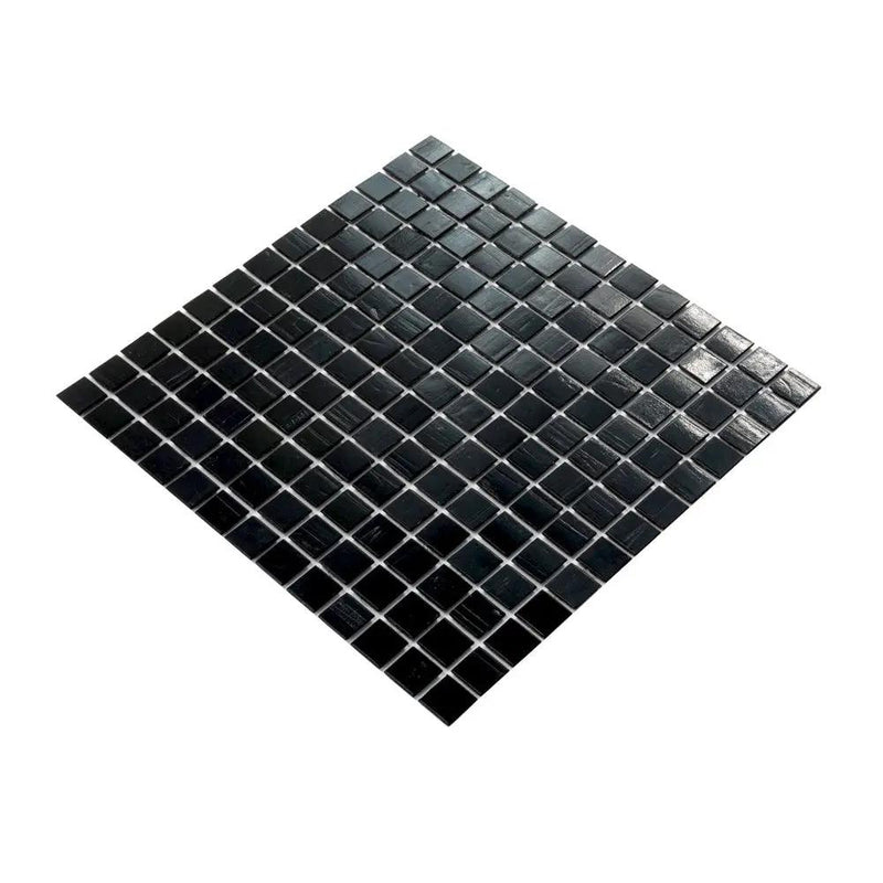 Black 12x12 Glossy Glass Uniform Square Mosaic Tile (20 pack, 20 sq ft/case) by Apollo Tile