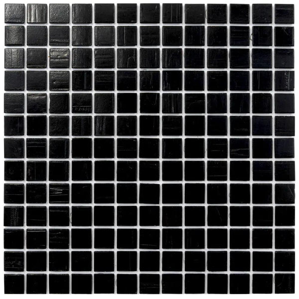 Black 12x12 Glossy Glass Uniform Square Mosaic Tile (20 pack, 20 sq ft/case)