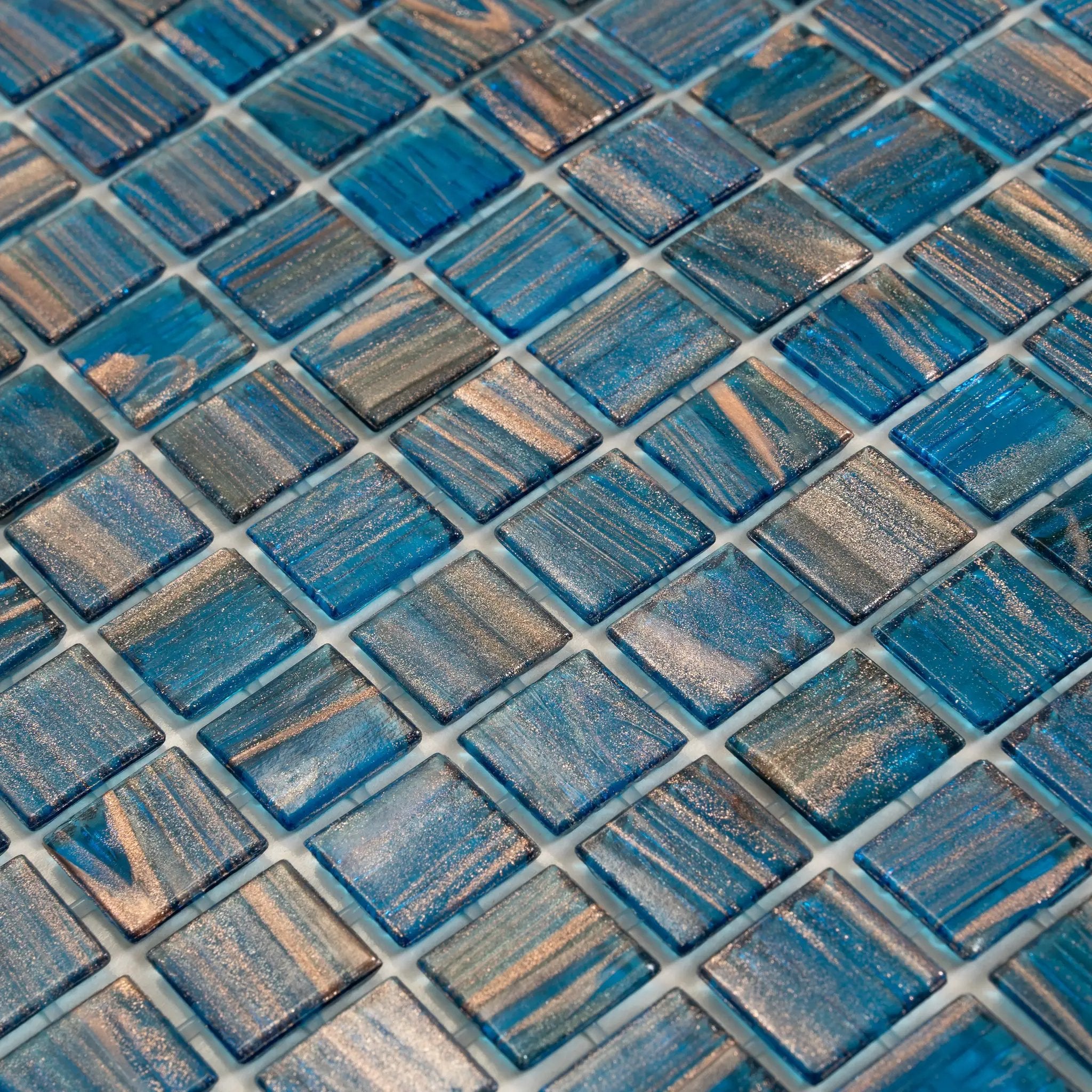 Yale Blue Gold 12x12 Glossy Uniform Square Glass Mosaic Tile (20 pack, 20 sq ft/case) by Apollo Tile