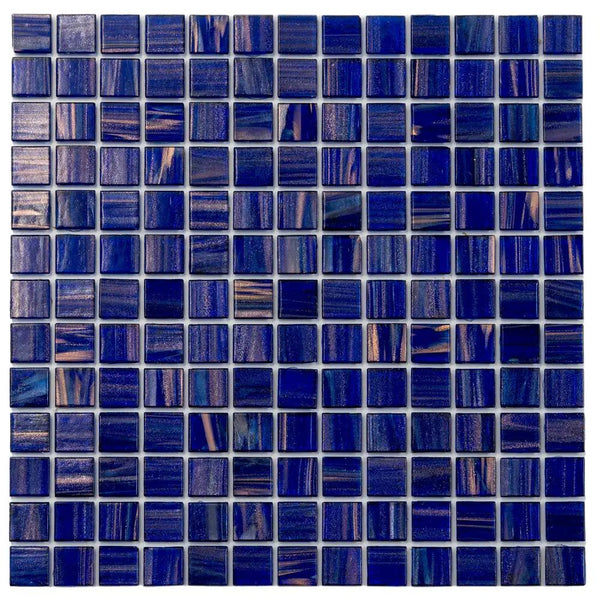 Royal Blue Gold 12x12 Glossy Uniform Square Glass Mosaic Tile (20 pack, 20 sq ft/case)
