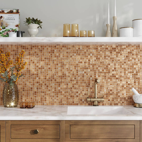 Copper Brown 12x12 Glossy Uniform Square Glass Mosaic Tile (20 pack, 20 sq ft/case)