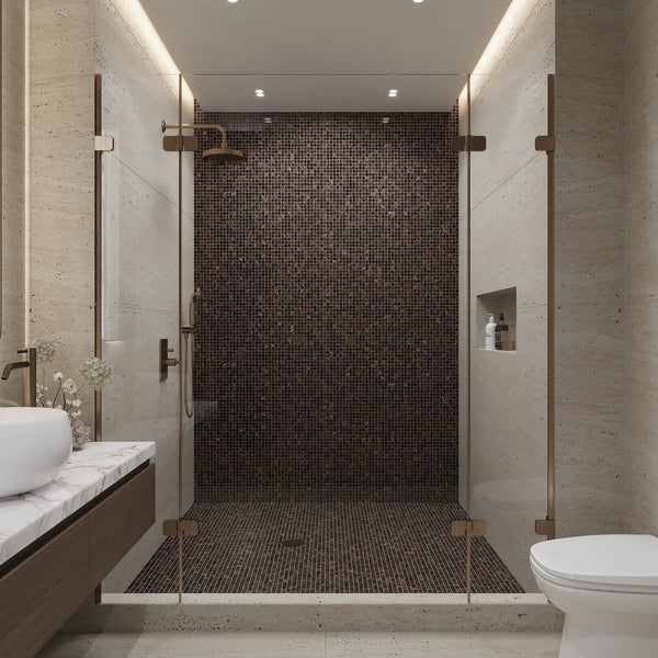 Umber Brown Gold 12x12 Glossy Uniform Square Glass Mosaic Tile (20 pack, 20 sq ft/case)