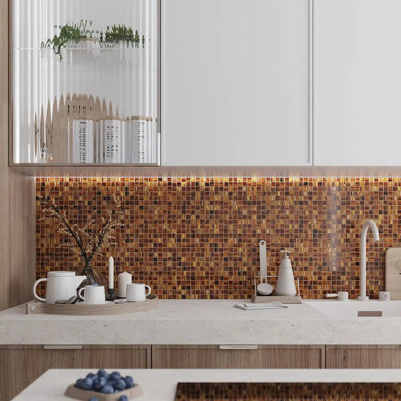 Bronze 12x12 Glossy Uniform Square Glass Mosaic Tile (20 pack, 20 sq ft/case) by Apollo Tile